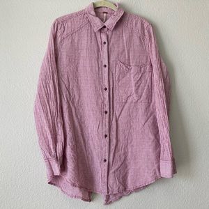 Free People red and white button front and back top